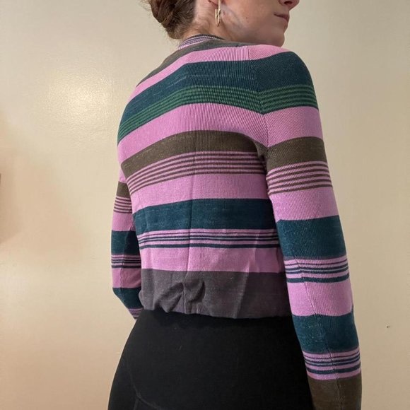 Free people rip tide purple stripe mock neck sweater - Picture 4 of 4